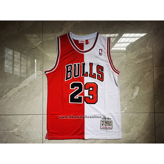 Maglia Chicago Bulls Michael Jordan #23 Split Bianco Rosso